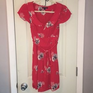 Red/Grey Floral Print Sun Dress